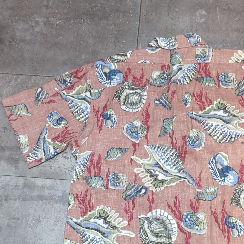 Reyn Spooner Seashell Coral Hawaiian Shirt Men's XL Salmon Short Sleeve Button - Picture 8 of 10